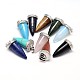 Triangle Brass Platinum Plated Brass Natural & Synthetic Mixed Stone Pendants G-F228-21-RS-1