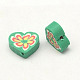 Handmade Polymer Clay Flat Heart with Flower Beads CLAY-Q212-6mm-M-2