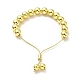 Bracelets coulissants à perles rondes en laiton plaqué en rack pour femmes BJEW-M232-01G-D-2