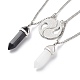 2Pcs 2 Style Natural White Jade & Black Obsidian Bullet Pendant Necklaces Set NJEW-JN03994-03-5