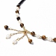 Collier pendentif pompon avec chaînes de perles de verre pour femme NJEW-F302-03-3
