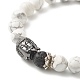 Bracelet extensible de puissance d'énergie de perles rondes d'howlite naturelle et de pierre de lave pour hommes femmes BJEW-JB07037-02-4
