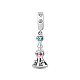 TINYSAND 925 Sterling Silver Cubic Zirconia Oriental Pearl Tower Charm European Dangle Charms TS-P-012-1
