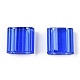 2ホールガラスシードビーズ  透明色  長方形  ブルー  5x4.5~5.5x2~2.5mm  穴：0.5~0.8mm SEED-T003-01C-08-2