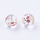 Flower Picture Printed Glass Beads GLAA-E399-10mm-E01-1