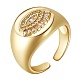 キュービックジルコニアナザールボンジュウオープンカフリング  女性のための金の真鍮の分厚いリング  ニッケルフリー  透明  usサイズ6 1/2(16.9mm) RJEW-SZ0001-27-1