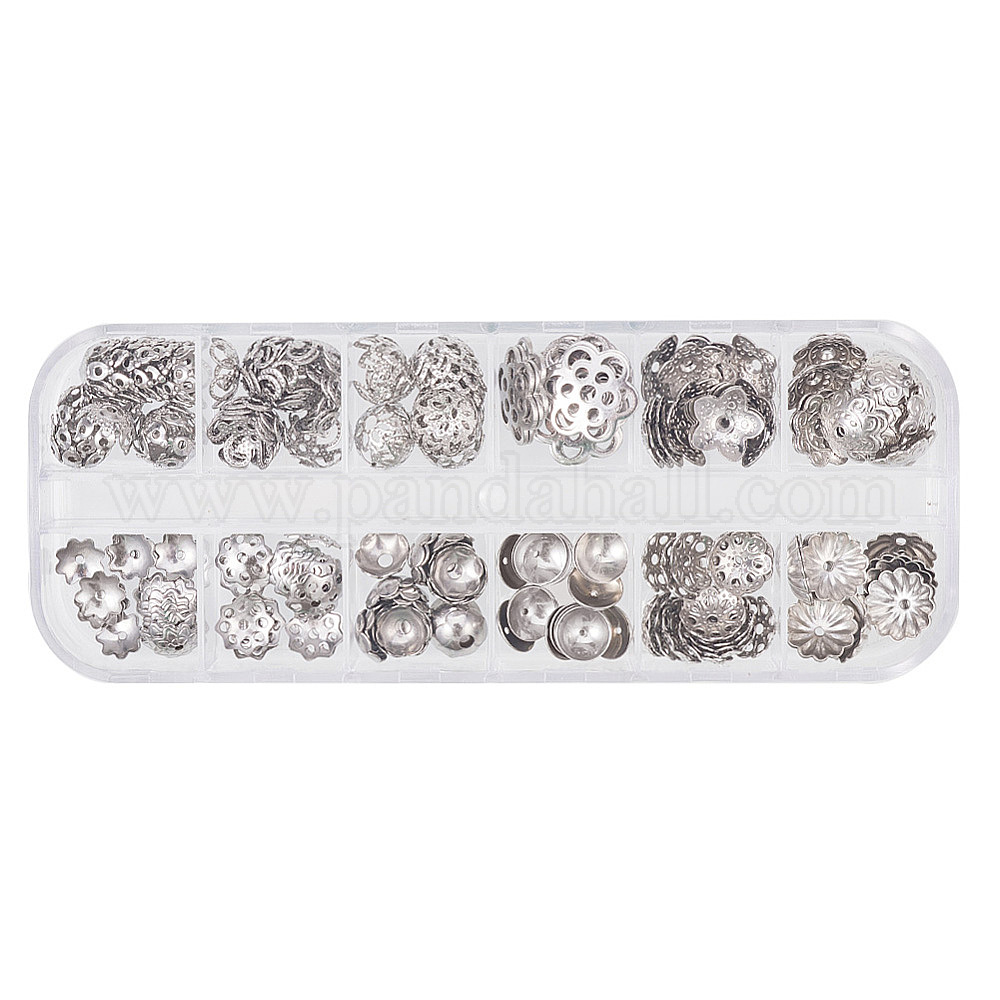 UNICRAFTALE Lot de 200 capuchons de perles en acier inoxydable 304 à 5 pétales de 8 mm de diamètre pour fabrication de bijoux et travaux manuels, 8 x 4 mm, trou de 1 mm