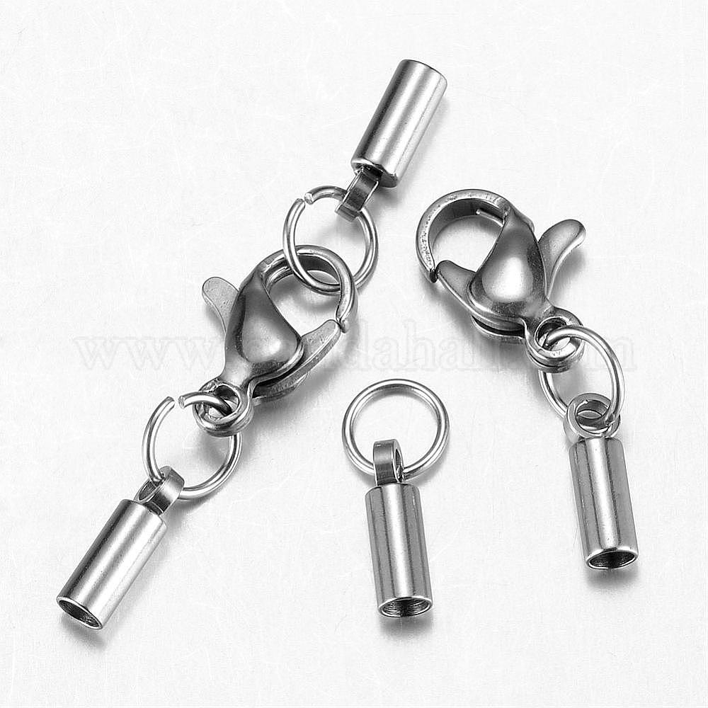 Pack complet en gros - 50 pièces de fermoirs mousqueton en acier inoxydable de 9 mm et 100 pièces d'anneaux ouverts de 4 mm - Ensemble pour la fabrication de bijoux ALEXCRAFT