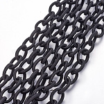 Lazo de cadena de cable de seda hecho a mano, negro, 9.8~12x6.8~8.5x2mm, 25~27 pulgada