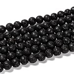 Brins de perles rondes en pierre de lave naturelle, 8mm, Trou: 1mm, Environ 47 pcs/chapelet, 15.7 pouce