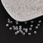 Perles acryliques transparentes écologiques, ronde, couleur ab , clair ab, 4mm, trou : environ 1.2 mm ; environ 17000 pièces/500g.