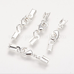 Clip Ends With Lobster Claw Clasps, Nice for Jewelry Making, Brass, Silver Color Plated, 33x5mm