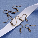 Earring Jewelry Findings Antique Bronze Iron Earring Hooks, with Horizontal Loop, Dangle Earring Findings, Nickel Free, 17~19x18mm, Hole: 2mm, Pin: 0.6mm