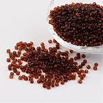 8/0 Perlas de semillas de vidrio, transparente, redondo, marrón, 3mm, agujero: 1 mm, aproximamente 1097 unidades / 50 g