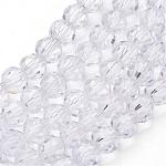 Transparent Glass Bead Strands, Imitate Austrian Crystal, Faceted, Round, Clear, 6mm, Hole: 1mm, about 96~98pcs/strand, 20~21 inch
