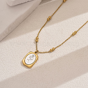 Женские винтажные ожерелья из нержавеющей стали с прямоугольным кулоном в виде цветка розы NY6515