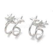 Серьги-каффы из латуни с микропаве и кубическим цирконием EJEW-E310-17P