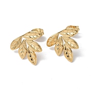 Ion Plating(IP) 304 Stainless Steel Leaf Stud Earrings for Women EJEW-F300-13G