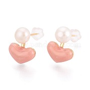 Серьги-гвоздики из натурального жемчуга в форме сердца из латуни PEAR-N017-07A