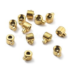 Perlas de engarce de acero inoxidable 304 con recubrimiento iónico (IP), cuentas espaciadoras sueltas, rerondana plana, dorado, 3.5~4.2x3x2.5mm, agujero: 0.7 mm