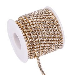 Catene strass in ottone, con la bobina, catene della tazza del rhinestone, grezzo (non placcato), nichel libero, cirstallo, 3.5mm, circa 10iarde/rotolo