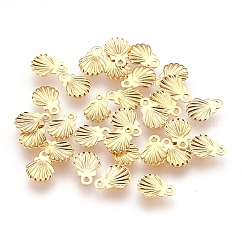 Anhänger aus Edelstahl 304, Schale, echtes 24k vergoldet, 7.5x5.5x0.5 mm, Bohrung: 0.8 mm