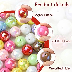 50 шт. переливающиеся акриловые бусины с УФ-покрытием&nbsp;OACR-CJ0002-04