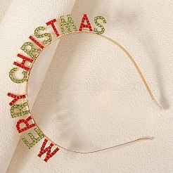 Рождественские тематические сплавы стразы ободки для волос для женщин девочек&nbsp;PW-WG47751-01
