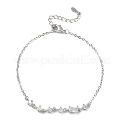 Braccialetti in ottone con micro pavé di zirconi trasparenti&nbsp;BJEW-E114-01C-P