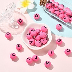 1 набор из 26 круглых силиконовых бусин с буквами&nbsp;ST-CJ0041-016