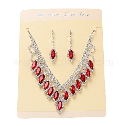 Collane e orecchini a bottone in lega con strass occhio di cavallo per donna&nbsp;SJEW-U001-01P-05