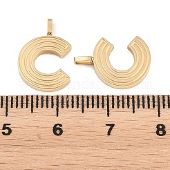 304ステンレスペンダント  文字チャーム  ゴールドカラー  文字C  15.5x10.5x2mm  穴：2.5x1mm&nbsp;STAS-L022-589C