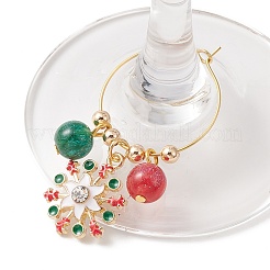 Encantos de copa de vino de esmalte de aleación de tema navideño&nbsp;AJEW-JO00194