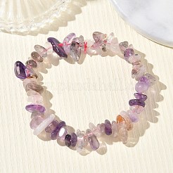天然水晶チップビーズを使用した女性用ストレッチブレスレット  内径：1.77インチ（4.5cm）&nbsp;BJEW-D467-01C