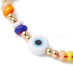 Bracciale regolabile con lavorazione a lume del malocchio e perline intrecciate con semi&nbsp;BJEW-JB09486