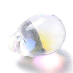 電気メッキガラスチャーム  ティアドロップ  ミックスカラー  14x10mm  穴：1.2mm&nbsp;GLAA-P049-C