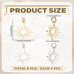 8 шт. 2 цвета 201 нержавеющая сталь подвески солнечное затмение&nbsp;STAS-LP0004-66