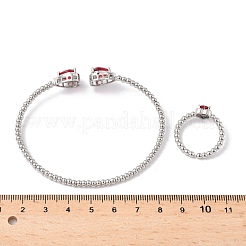 Комплекты браслетов и колец из латуни с микропаве из кубического циркония для женщин SJEW-R002-05P-05