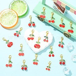 26 pz 13 decorazioni pendenti in lega di smalto color ciliegia&nbsp;HJEW-CJ00100