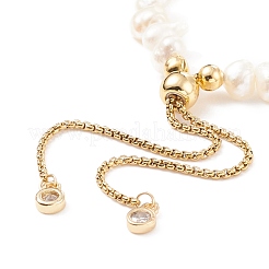 Bracciale scorrevole da donna con perle naturali e perline&nbsp;BJEW-JB08330-01