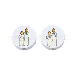 Бусины из натурального дерева с принтом на Хэллоуин WOOD-T021-103