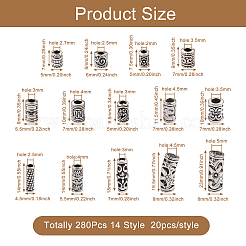 280шт 14 стильные бусины из сплава в тибетском стиле FIND-KS0001-13