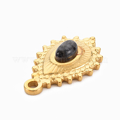 304ステンレスペンダント  ラルビカイト付き  ティアドロップ  グレー  22x14x5mm  穴：1.6mm&nbsp;STAS-N087-41I