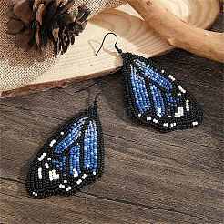 Серьги-подвески ручной работы из стекла с зелеными крыльями бабочки в стиле бохо&nbsp;CZ4126