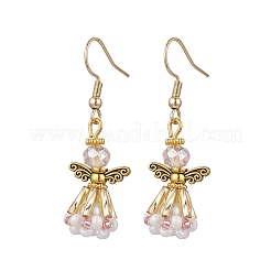 Серьги-подвески из стеклянных бусин ручной работы в виде ангела для женщин EJEW-MZ00395-02