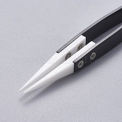 ステンレス製のビーズピンセット  磁器と  ガンメタ色＆ステンレス鋼カラー  13~13.1x0.95~1cm&nbsp;TOOL-F006-03A