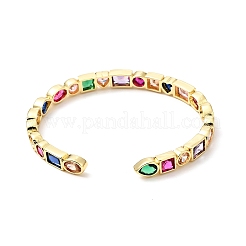 Bracelet manchette géométrique en zircone cubique&nbsp;BJEW-J165-13-G