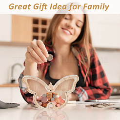 Деревянные банки для денег в виде бабочек для детей AJEW-WH0348-269