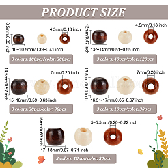 570 шт. 15 стиля окрашенных распылением деревянных европейских бусин WOOD-OC0002-70