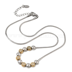 Collana con ciondolo a catena piatta a serpente in acciaio inossidabile 304 bicolore con micro pavé di zirconi cubici trasparenti&nbsp;SA-CBAB122-01A